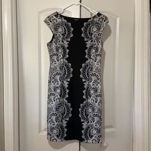 Alfani black and white dress petite 8p